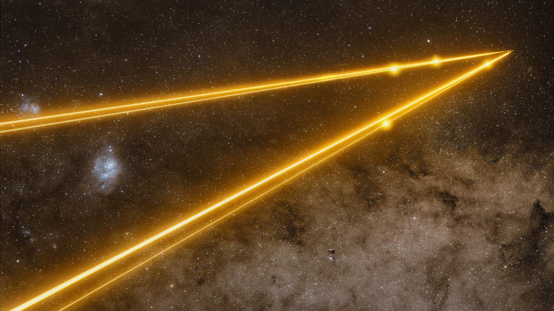 Feixes de laser cortam o cosmos | Foto espacial do dia de 27 de maio de 2026